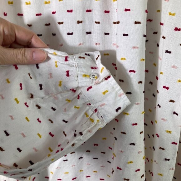 Womens St John's Bay White Sprinkles Cotton Long Sleeve Peasant Top 2xL - Picture 5 of 7